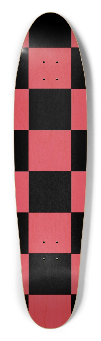 Black And Pink Checkered Longboard Deck