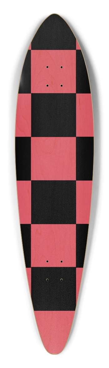 Black And Pink Checkered Pintail Longboard Deck