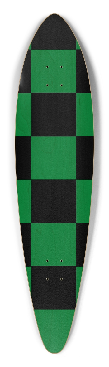 Black And Green Checkered Pintail Longboard Deck