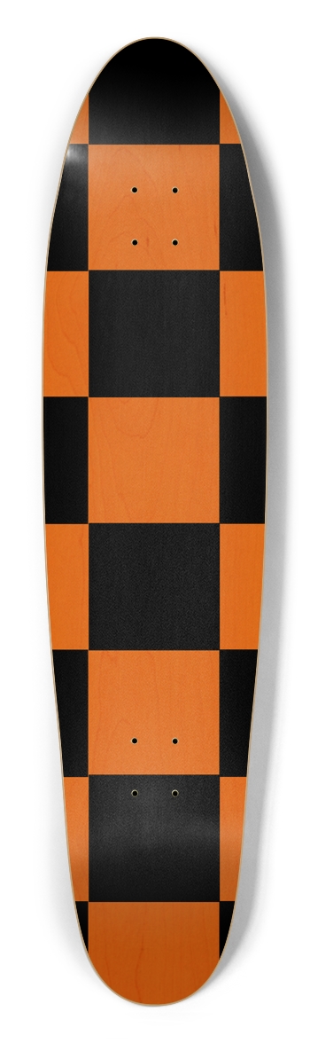 Black And Orange Checkered Longboard Deck