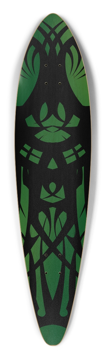 Green Tribal Pintail Longboard Deck