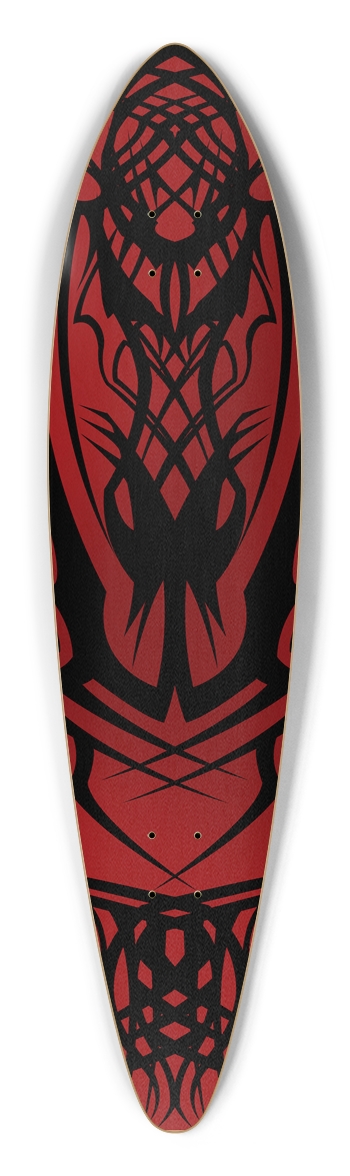 Red Tribal Pintail Longboard Deck