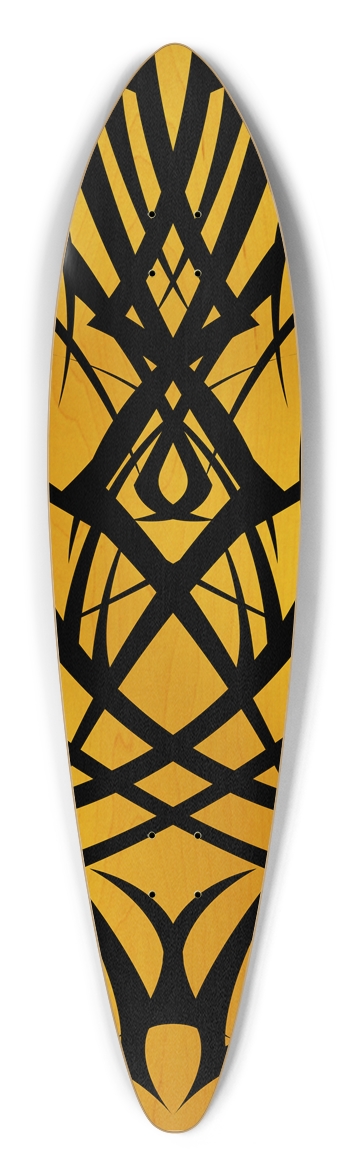 Yellow Tribal Pintail Longboard Deck