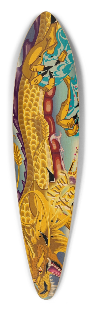 Golden Dragon Pintail Longboard Deck