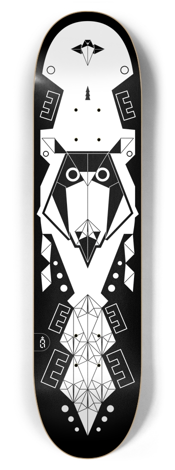 origam_owl {bw} 7-7/8 Skateboard Deck