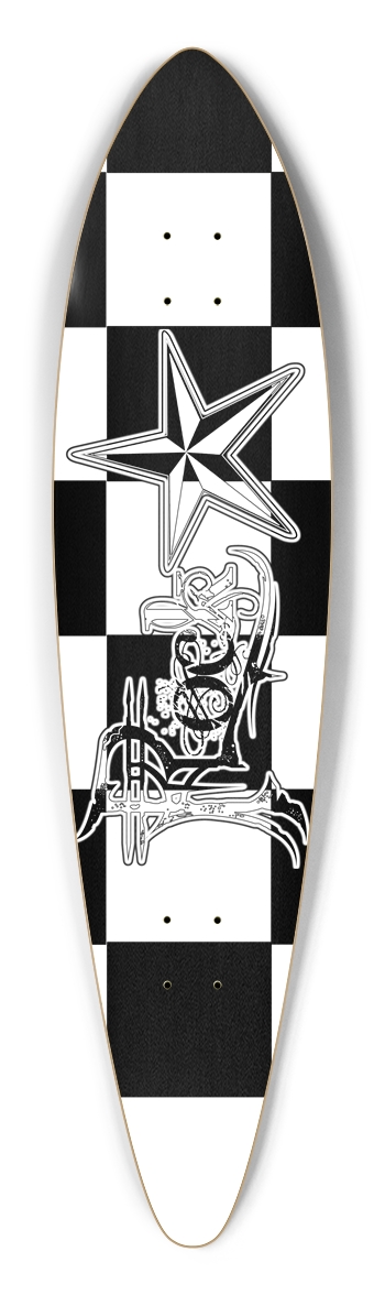 Rock Star BW Checker Pintail Longboard Deck