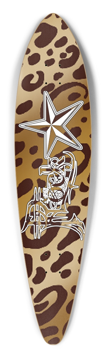 Rock Star Leopard Print Pintail Longboard
