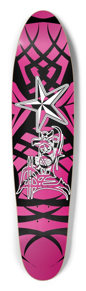 Rock Star Pink Tribal Longboard Deck