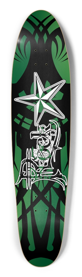 Rock Star Green Tribal Longboard Deck