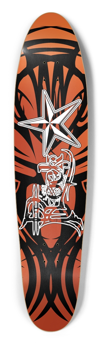 Rock Star Orange Tribal Longboard Deck