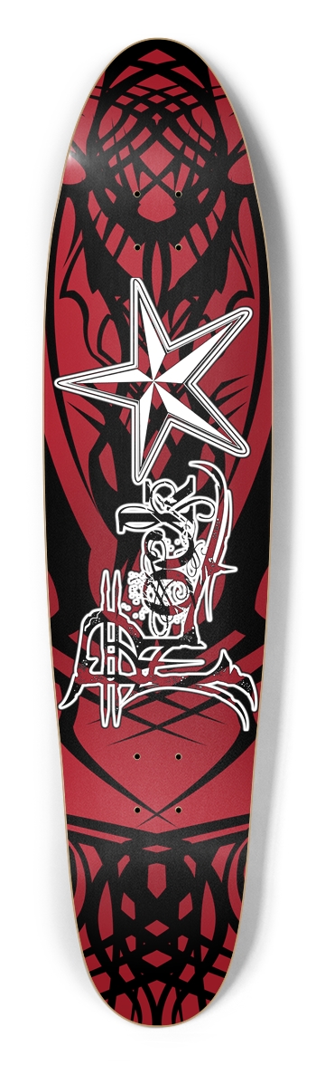 Rock Star Red Tribal Longboard Deck