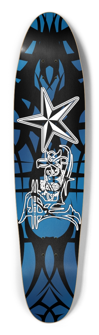 Rock Star Blue Tribal Longboard Deck