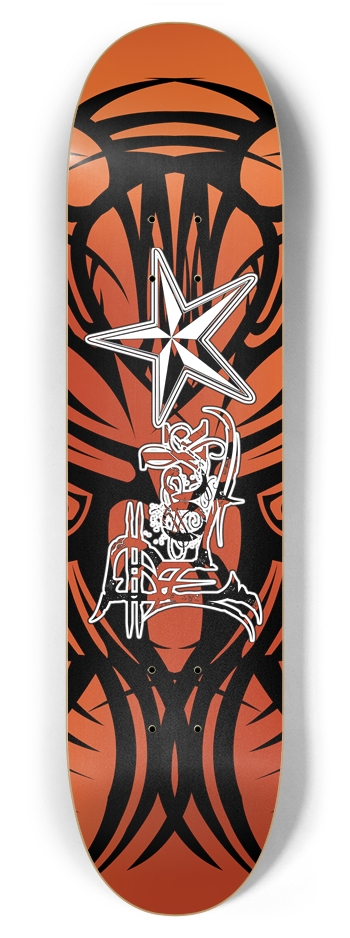 Rock Star Orange Tribal 7 7/8" Deck