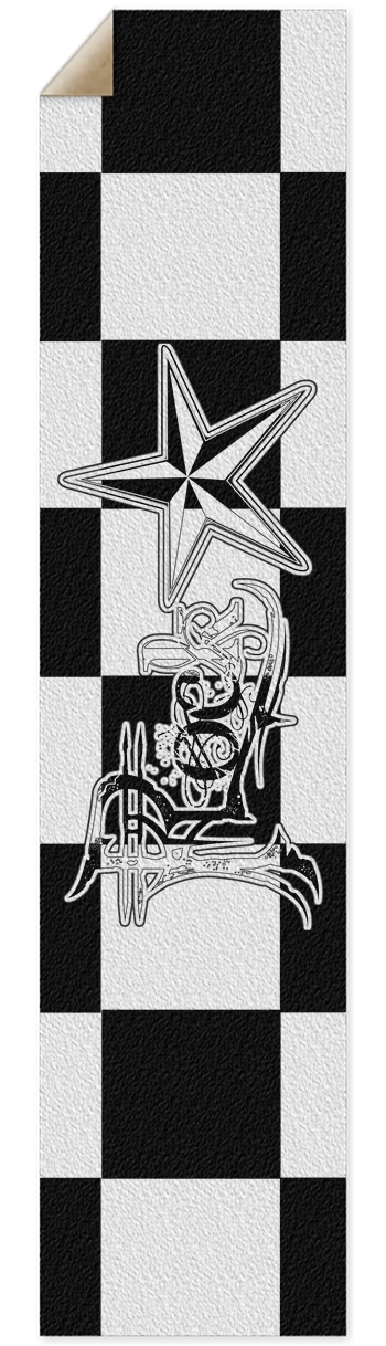 Rock Star B+W Checker Pintail/Longboard Grip Tape