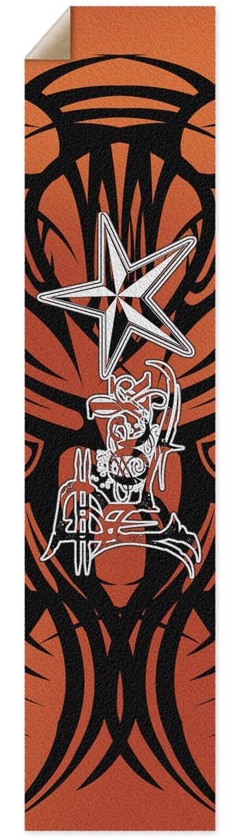 Rock Star Orange Tribal Pintail/Longboard Grip Tap