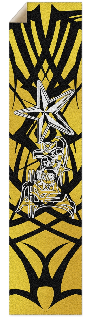 Rock Star Yellow Tribal Pintail/Longboard Grip Tap