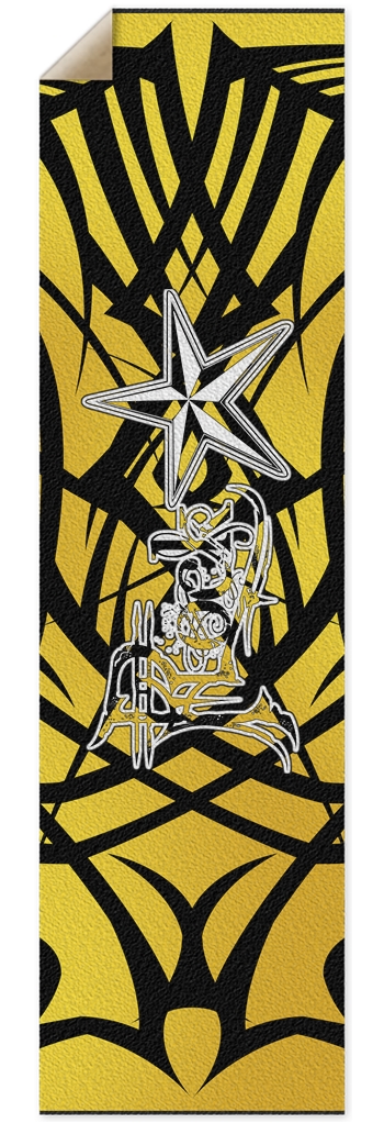 Rock Star Yellow Tribal Punk Nose Pool Grip Tape