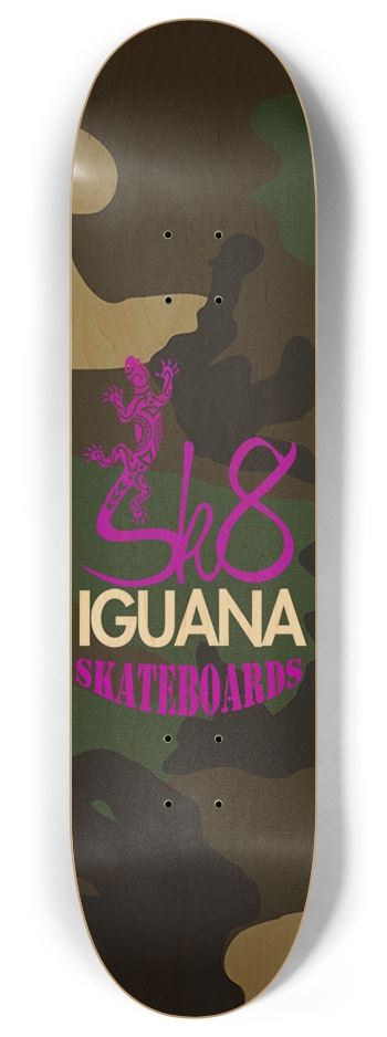 Army Camo SK8Iguana - Purple 8 Inch Skateboard Deck