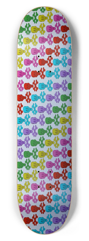 Rainbow Skull Grid Skateboard