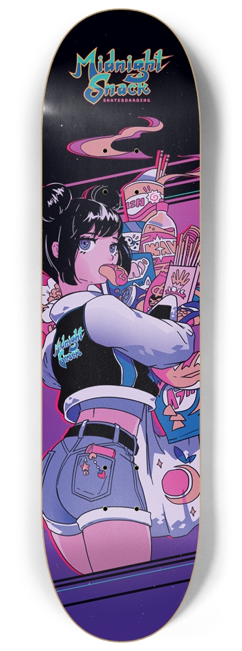 Anime Girl with a Glizzy  Version 8-1/4 Skateboard Deck by Midnight  Snack Skateboards