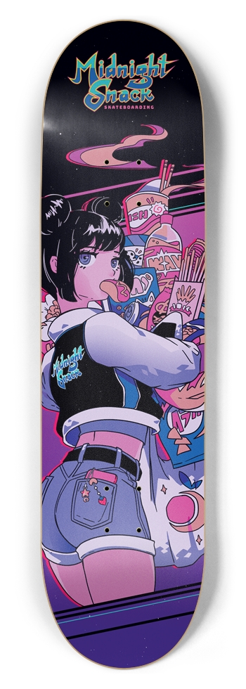 Anime Girl with a Glizzy  Version 8-1/2 Skateboard Deck by Midnight  Snack Skateboards