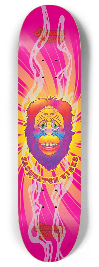Sasquatch Vibes Trippy Magenta Skateboard