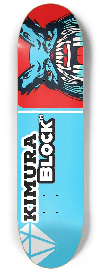 blue and red skateboard