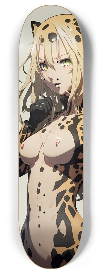 Thicc Hentai Leopard Print Latex 8 Inch Skateboard Deck