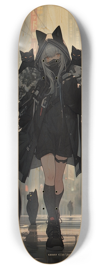 Kitty Anime Girl 8 Inch Skateboard Deck