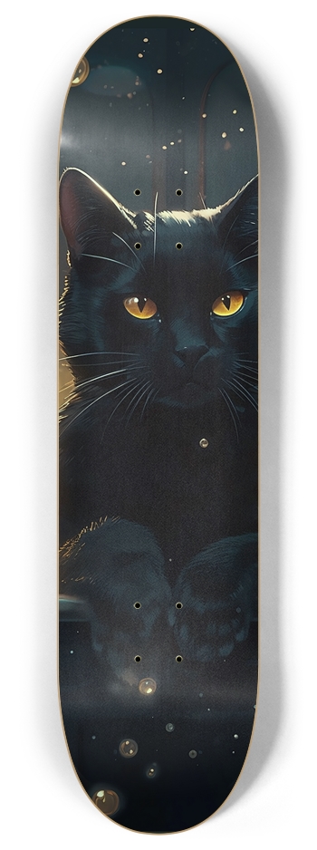 Glow in The Dark Black Cat 8 Inch Skateboard Deck