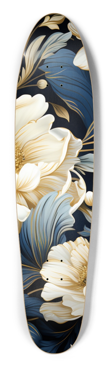 Blue & White Flowers Longboard