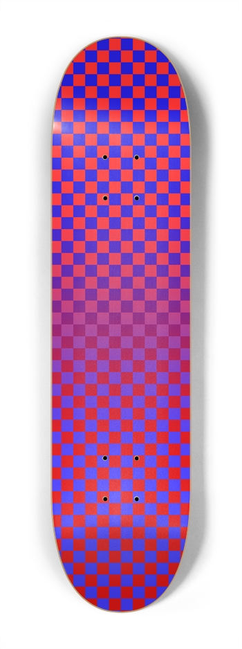 Red & Blue Crossfade Checks Skateboard