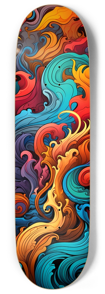 Rainbow Waves Pattern Skateboard