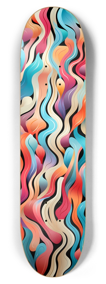 Colorful Wave Pattern Skateboard