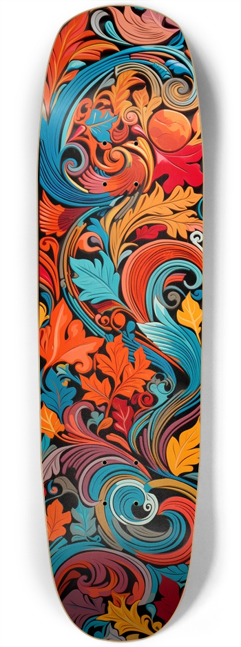 Ornate Leaf Pattern Skateboard