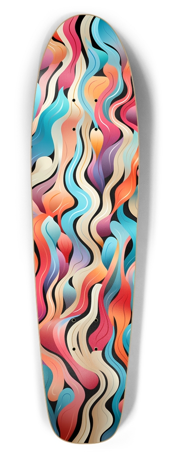 Colorful Wave Pattern Skateboard