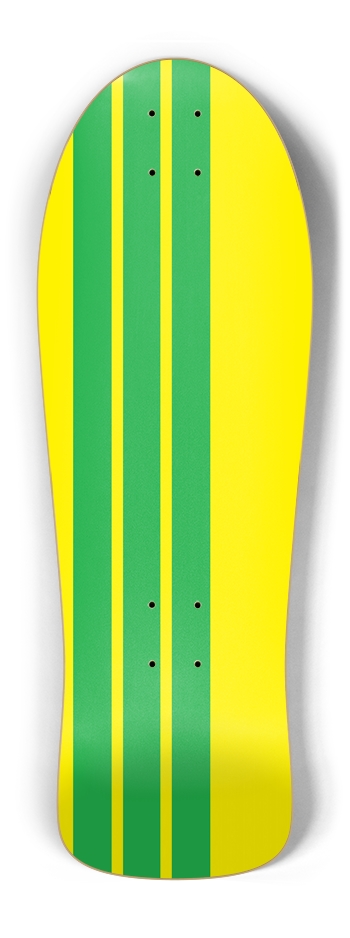 Old School Skateboard Green & Yellow Racing Strips