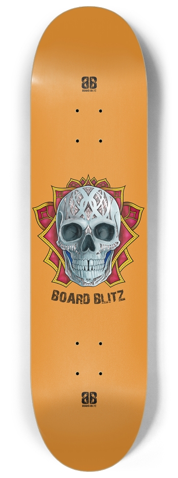 Skull Head Orange 8.25" x32" Deck