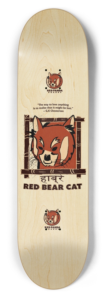 Red Bear Cat Red Panda Skateboards Deck