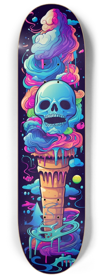Psychedelic Ice Cream & Skull 8 1/4 Skateboard