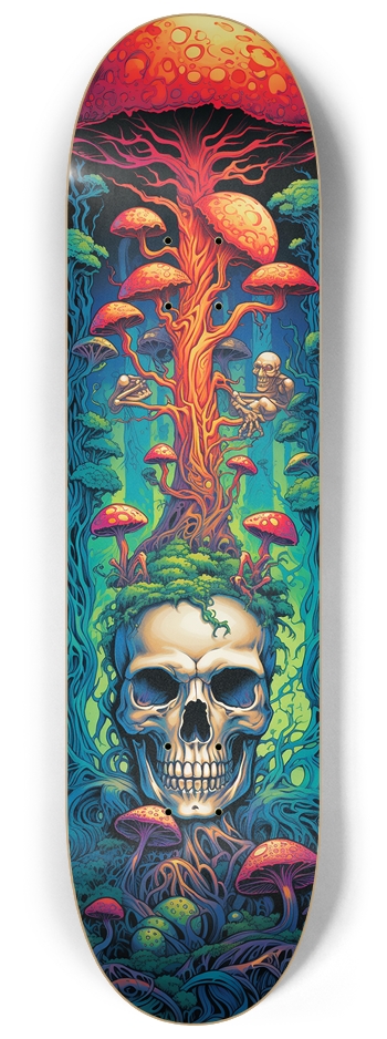 Psychedelic Mushroom Skull 8 1/4 Skateboard