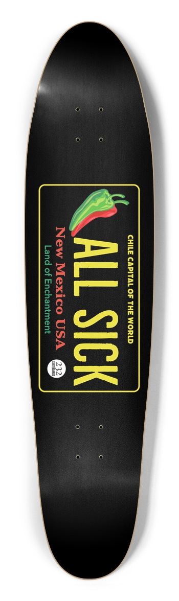 All Sick New Mexico License Plate Longboard 
