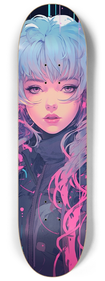 White Hair Anime Girl 8 1/4 Skateboard