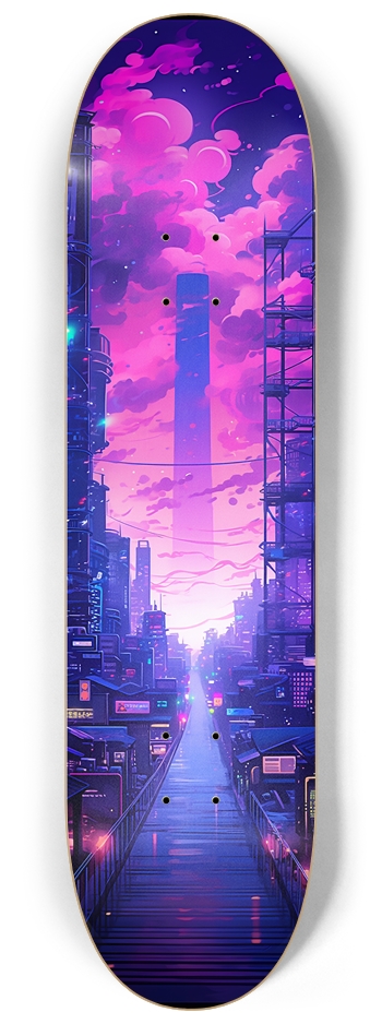 Neon Cityscape 8 1/4 Skateboard