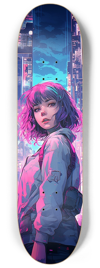 Cityscape Anime Girl 8 1/4 Skateboard