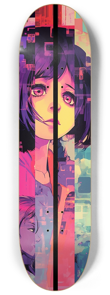 Glitched Manga Panel 8 1/4 Skateboard