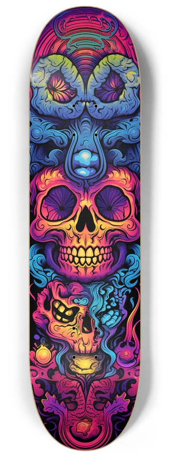 Psychedelic Smiley Skull 8 1/4 Skateboard