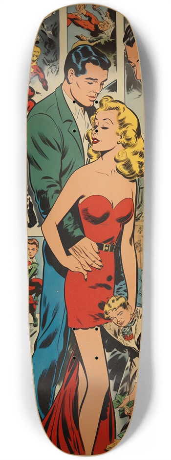 Vintage Comic Book Panel 8 3/4 Skateboard