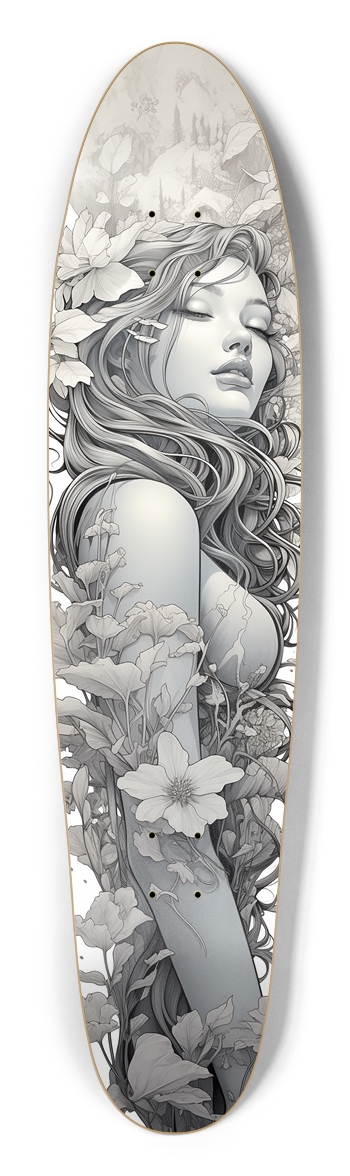 Line Art Girl Longboard