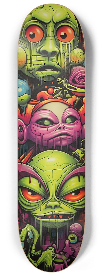 Old School Graffiti Aliens 8 1/4 Skateboard